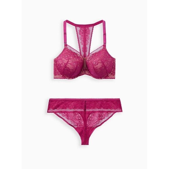 TORRID FUCHSIA LACE THONG PANTY PLUS SIZE 1X - Picture 3 of 4